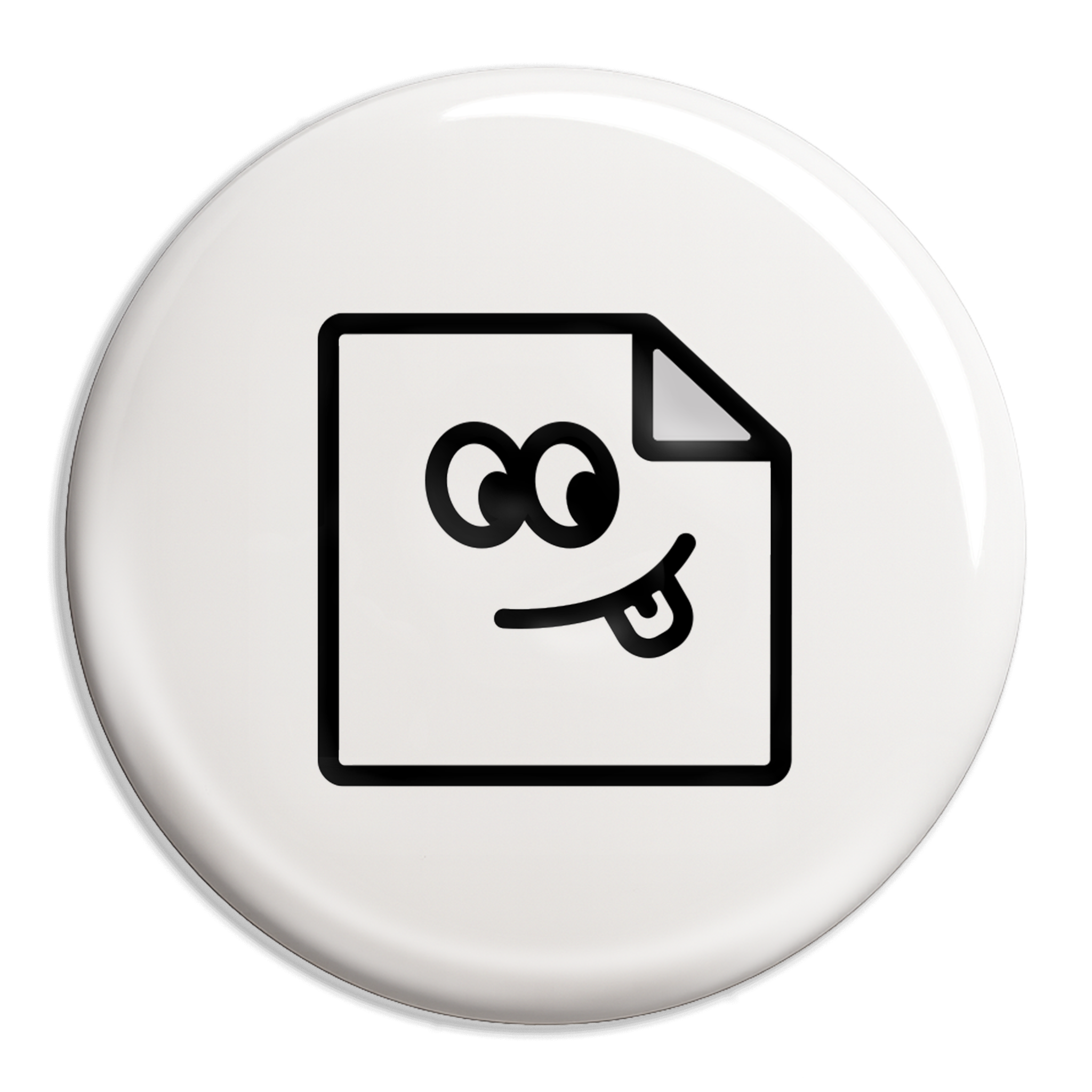 Custom 58mm white badges printed in full colour, great for branding and promotions.