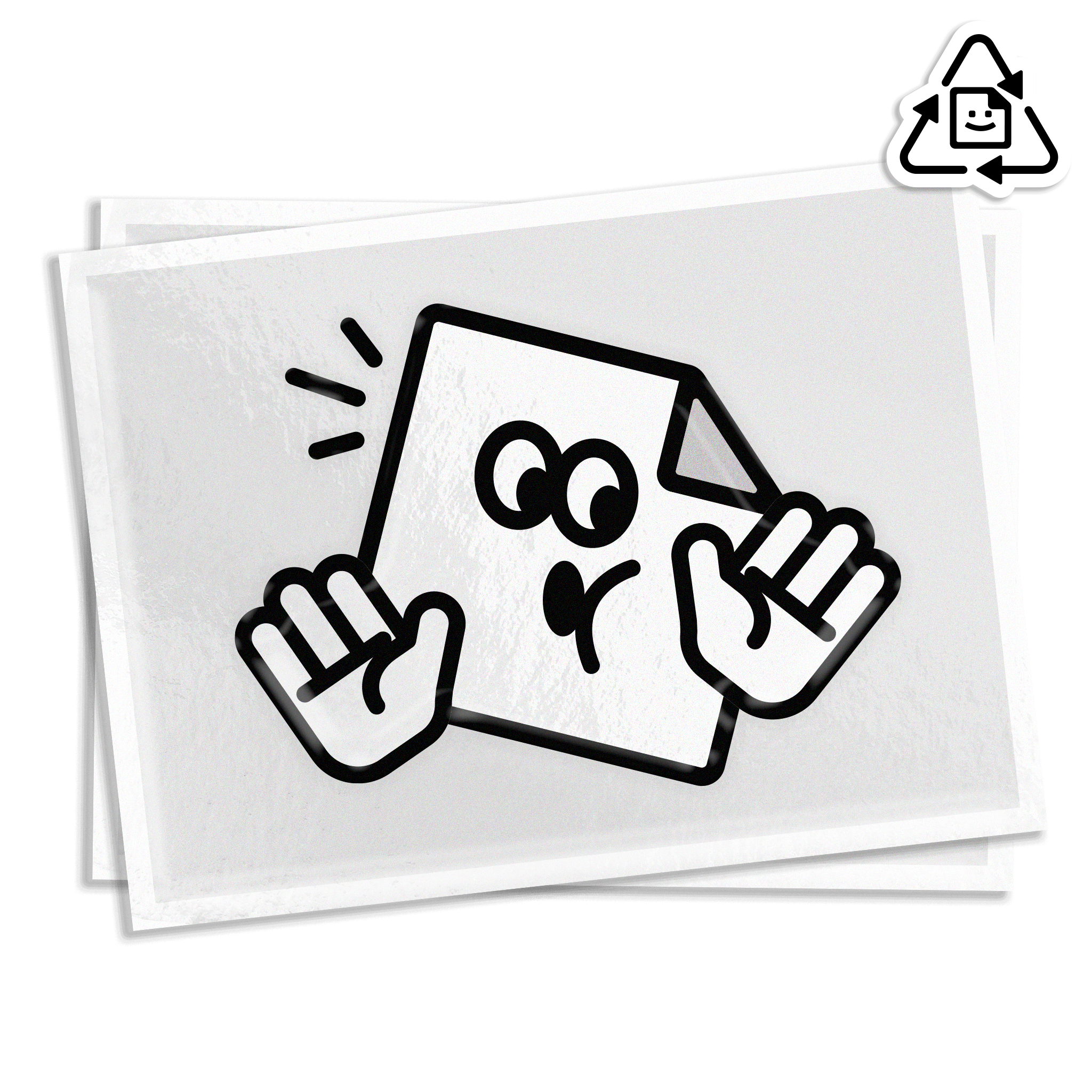 Custom biodegradable paper rectangle stickers with a natural eco-friendly finish, compostable and suitable for sustainable packaging or branding.