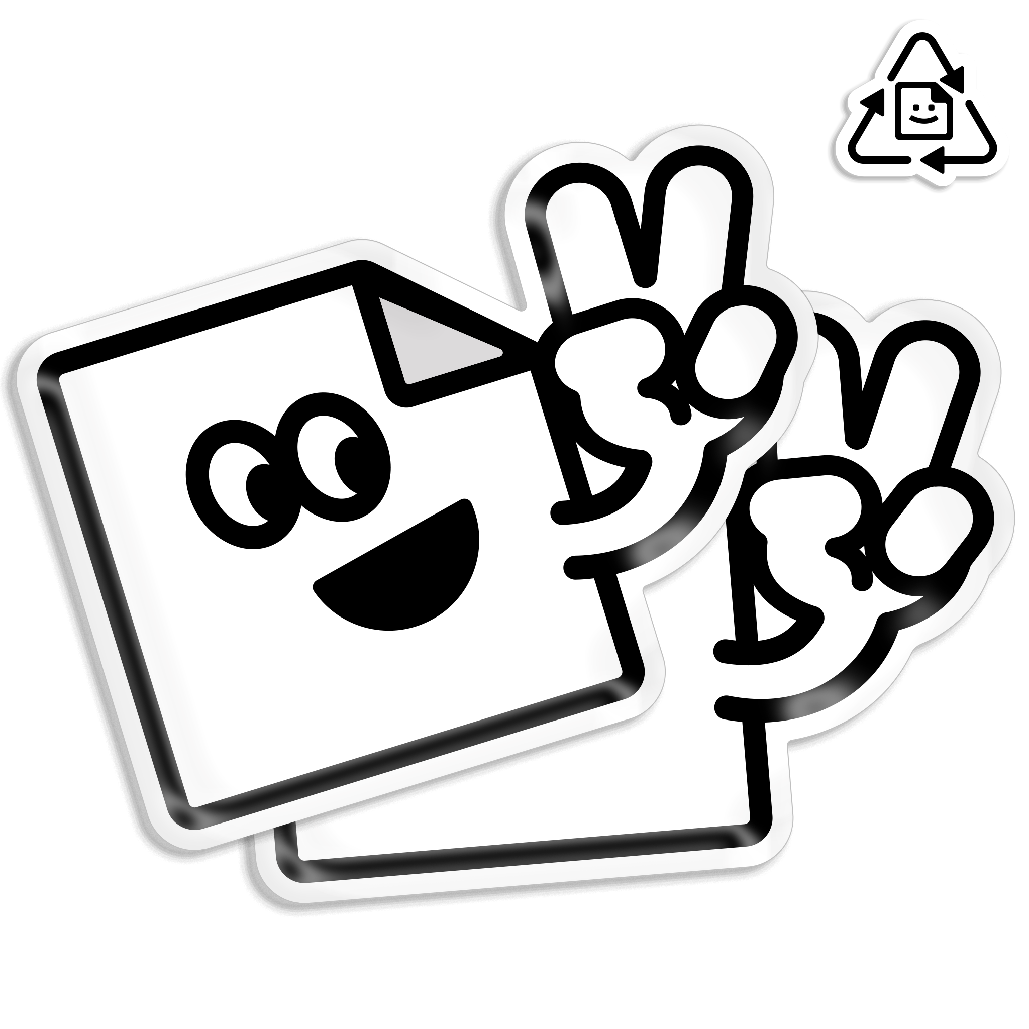 Custom eco-friendly white die cut vinyl stickers printed in full colour, waterproof and weatherproof for indoor and outdoor use.