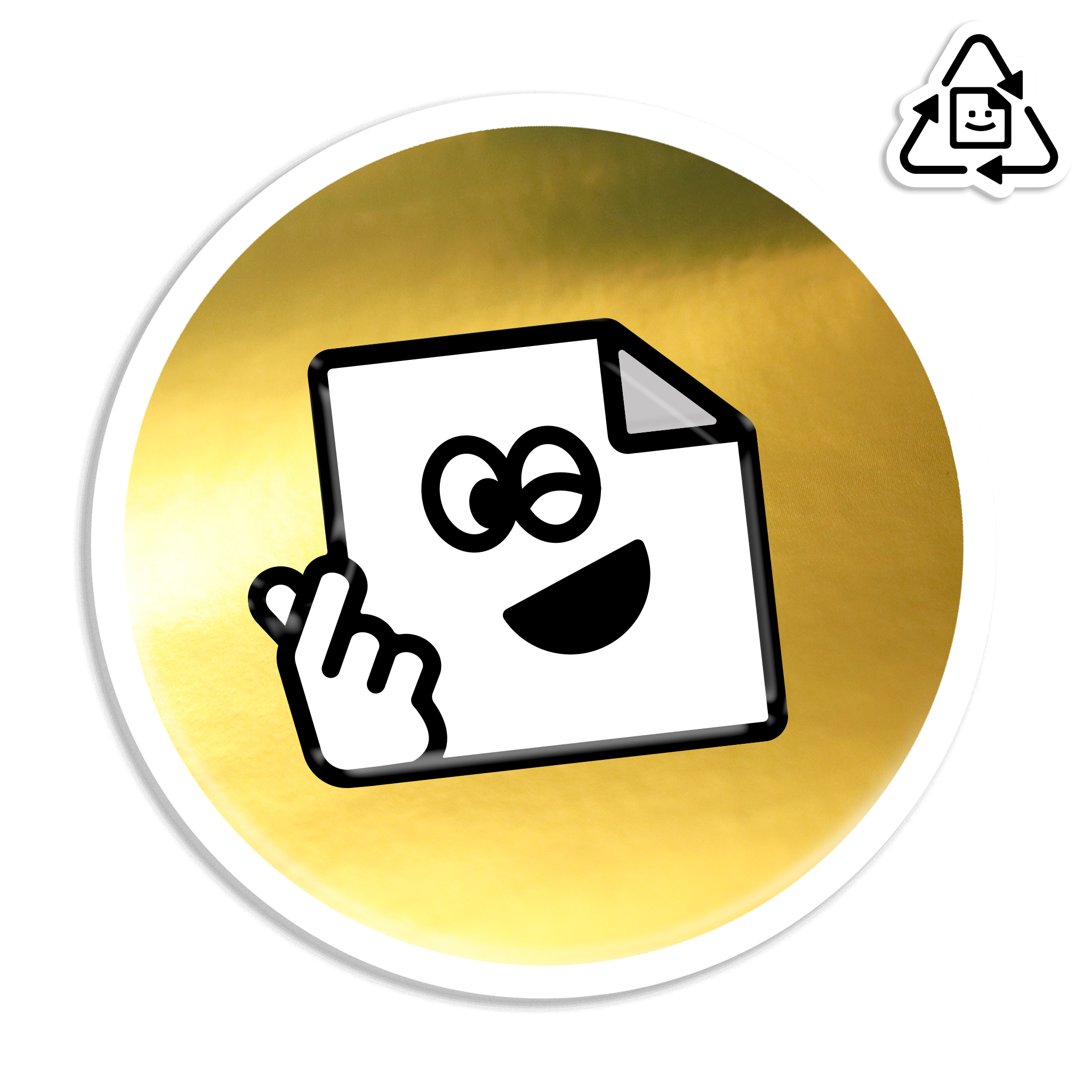 Custom eco-friendly gold chrome circle  vinyl stickers with shiny mirror gold finish, waterproof and weatherproof for indoor or outdoor use.