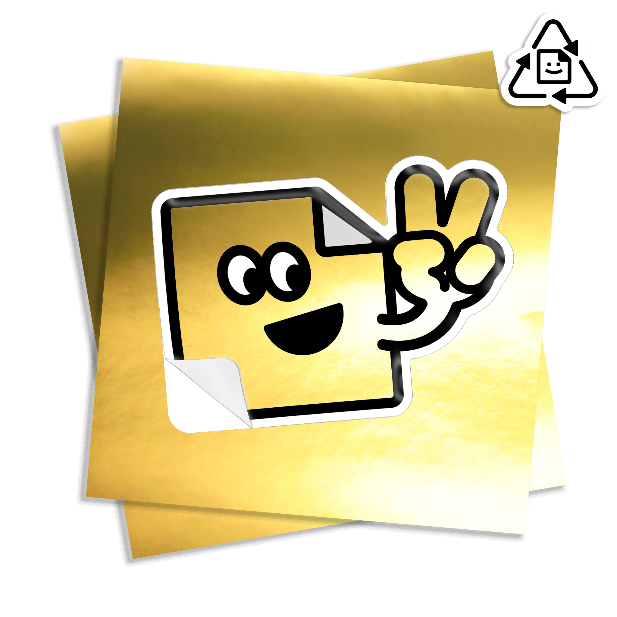Custom eco-friendly gold chrome kiss cut vinyl stickers with shiny mirror gold finish, waterproof and weatherproof for indoor or outdoor use.