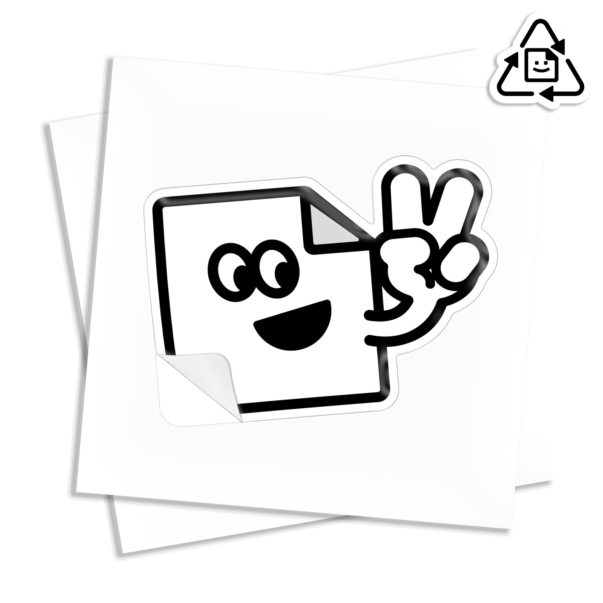 Custom eco-friendly white kiss cut vinyl stickers printed in full colour, waterproof and weatherproof for indoor and outdoor use.