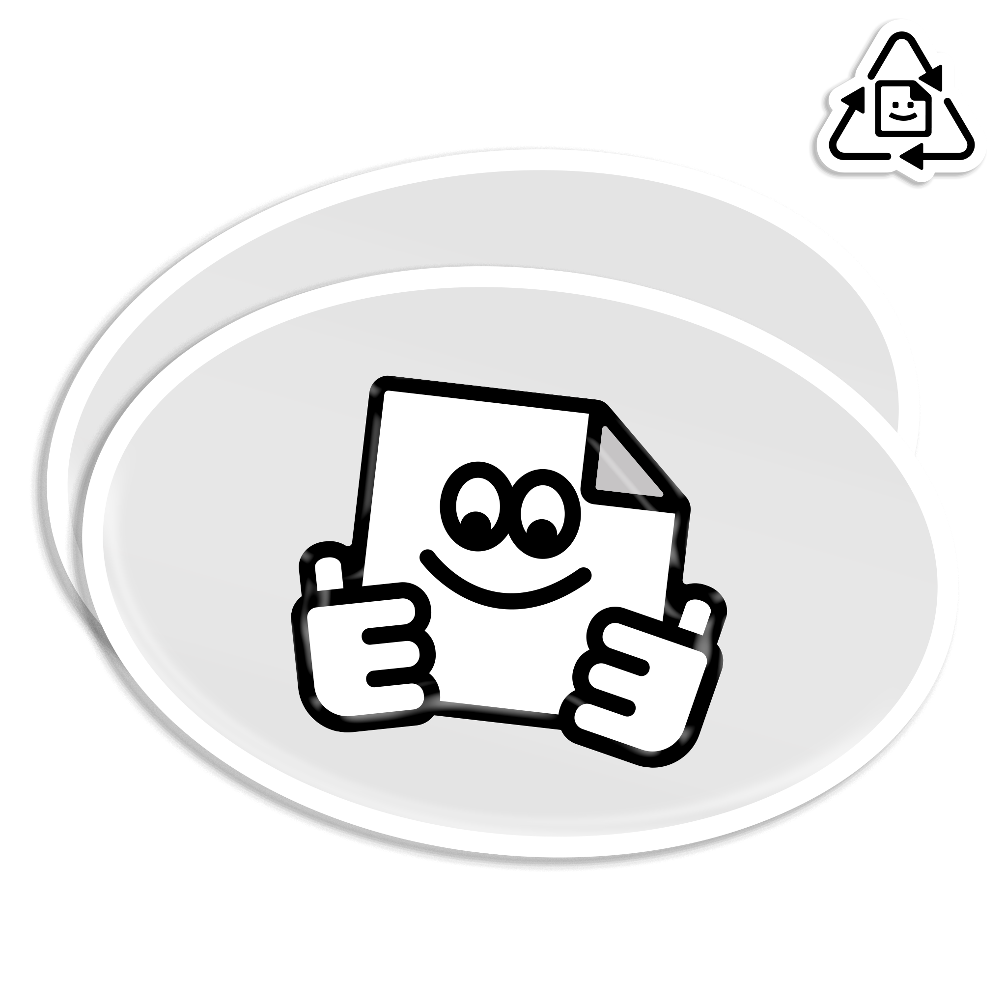 Custom eco-friendly white oval vinyl stickers printed in full colour, waterproof and weatherproof for indoor and outdoor use.