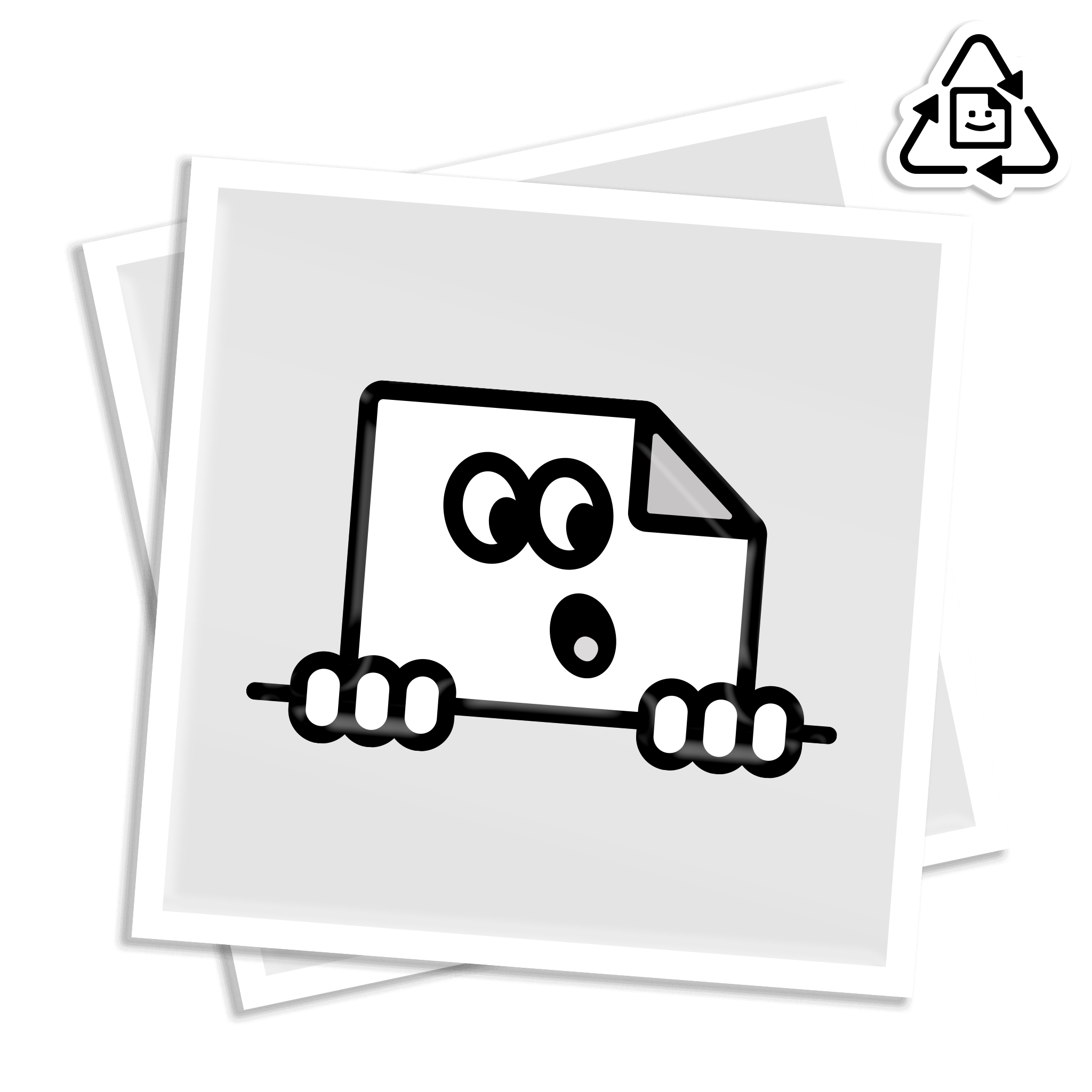 Custom eco-friendly white square vinyl stickers printed in full colour, waterproof and weatherproof for indoor and outdoor use.
