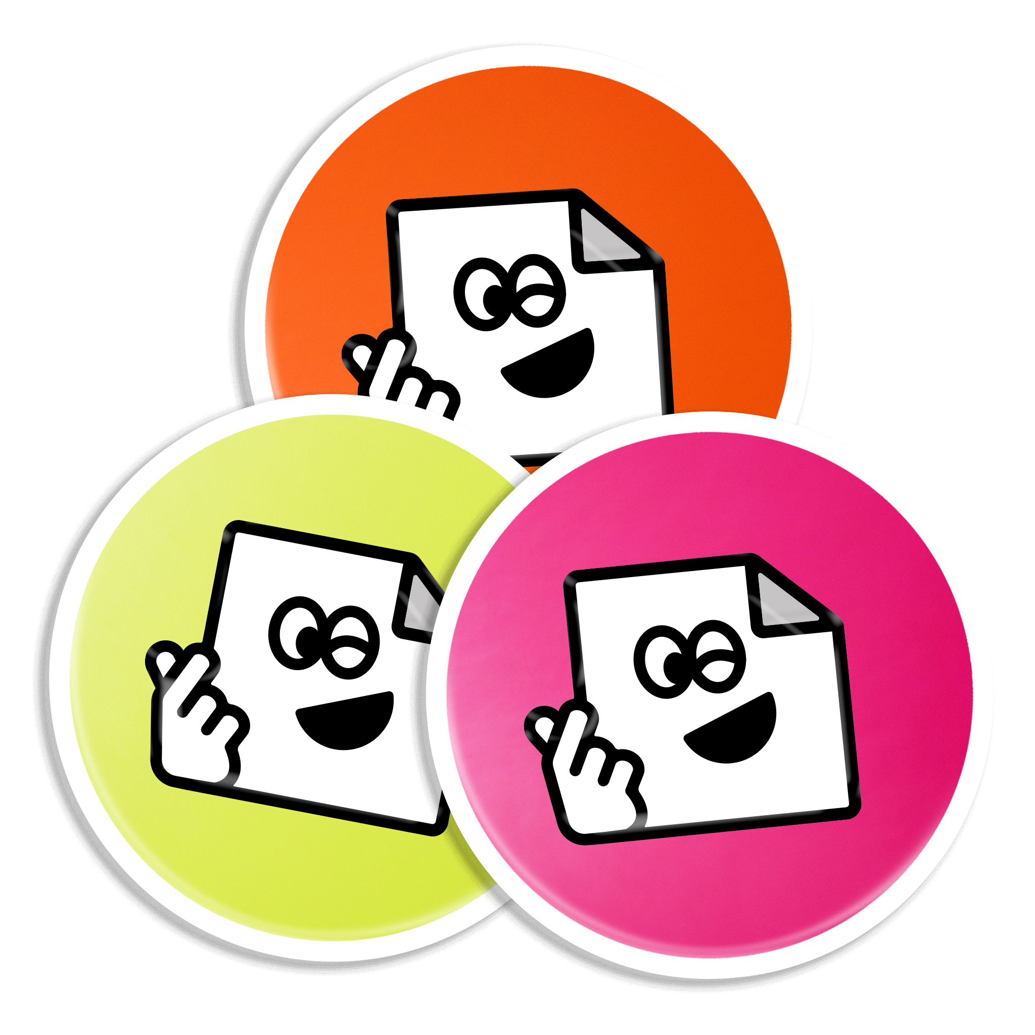 Custom fluorescent circle vinyl stickers with bold neon colours for branding, packaging and event signage.