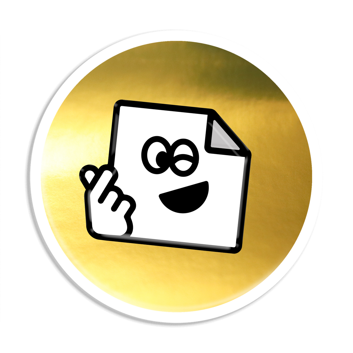 Custom gold chrome circle vinyl stickers with mirror-like metallic finish for branding and packaging.