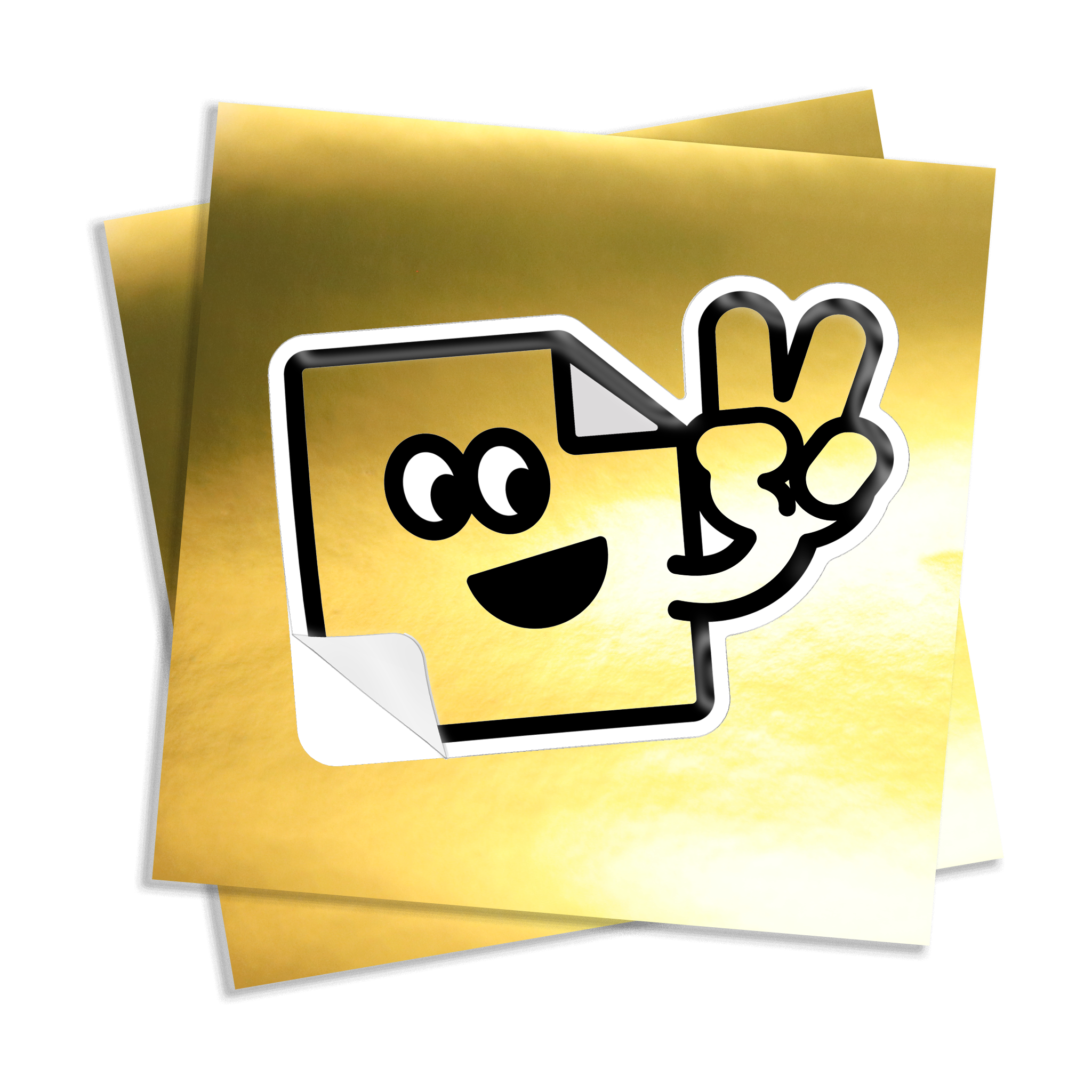 Custom gold chrome kiss cut vinyl stickers with mirror-like metallic finish for branding and packaging.