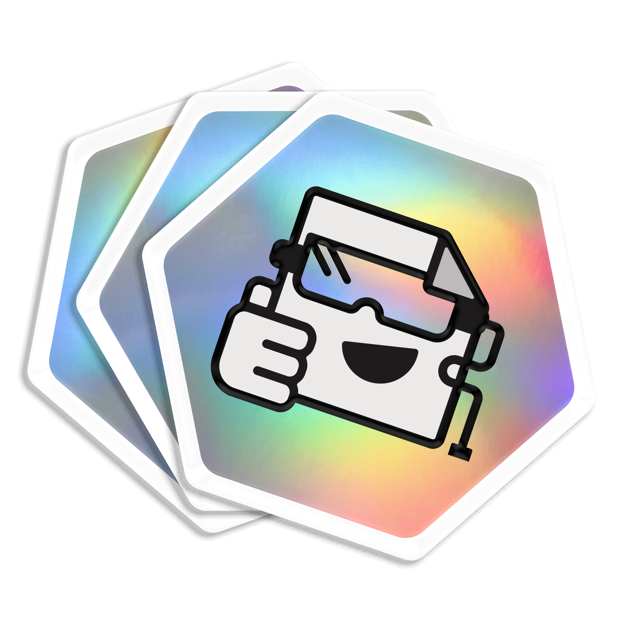 Custom holographic vinyl stickers with rainbow finish for branding and promotions. 