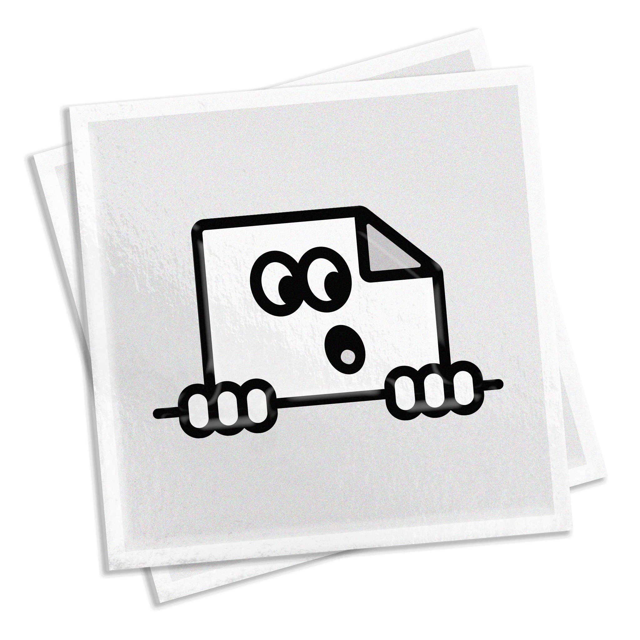 Custom matte vinyl square stickers with a smooth non-gloss finish, waterproof and weatherproof for indoor or outdoor use.